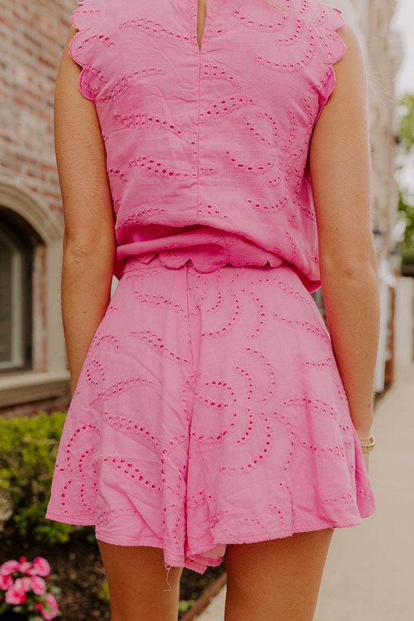 Prosecco Sippin' High Waist Eyelet Shorts Product Image