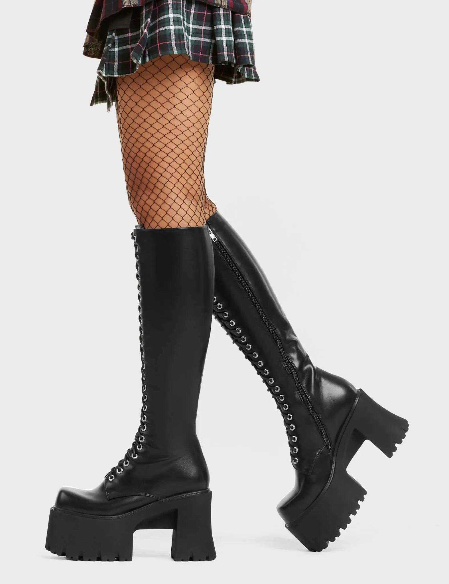 On Ropes Chunky Platform Knee High Boots Product Image