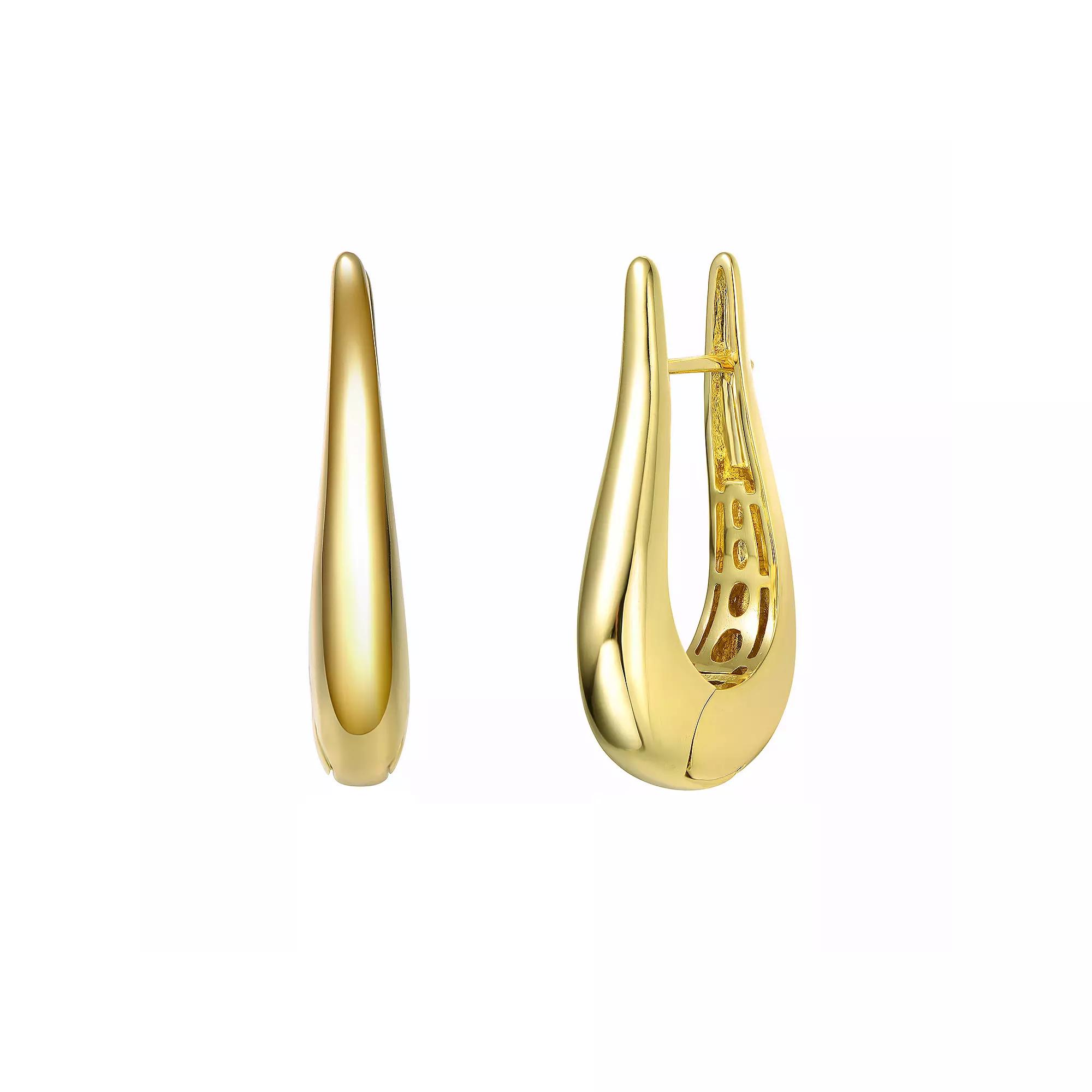 14k Gold Plated Oval Raindrop Hoop Earrings, Womens, Gold Tone Product Image