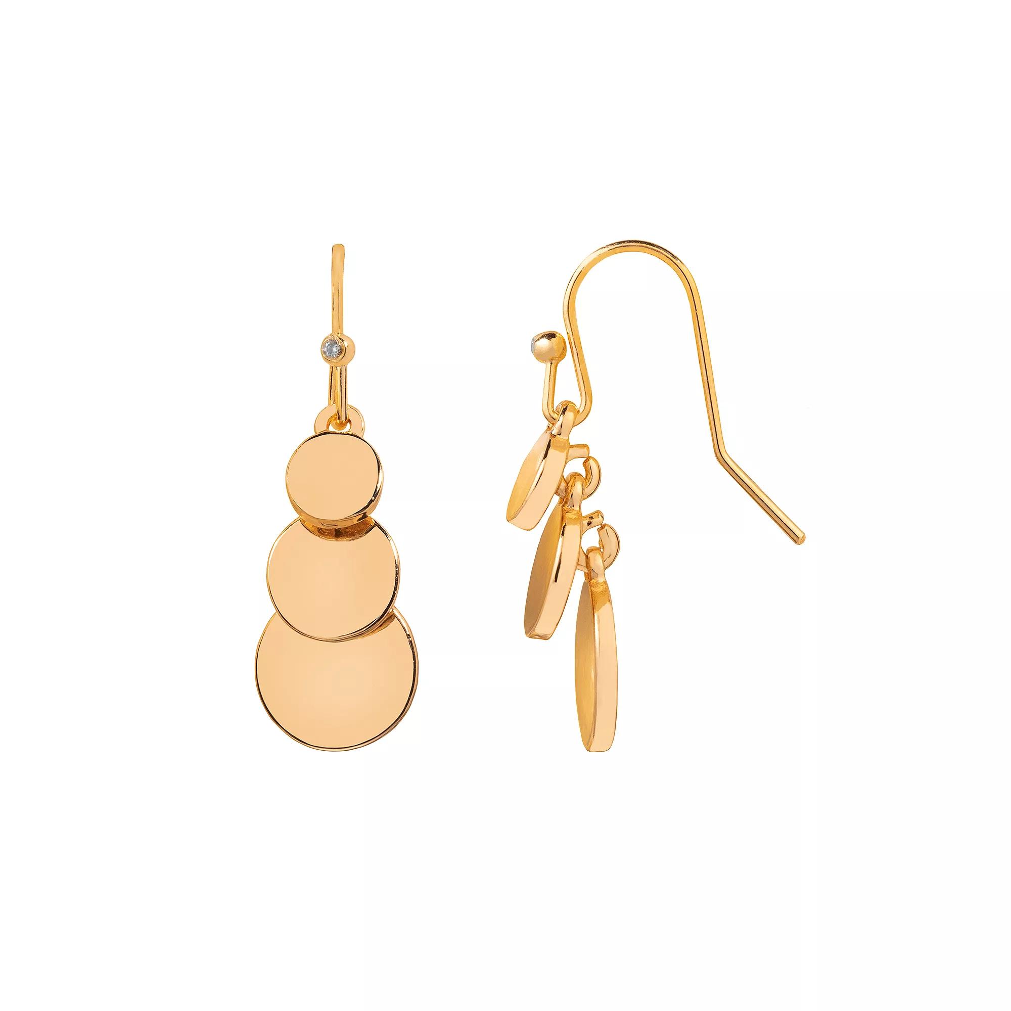 LC Lauren Conrad Gold Tone Discs Linear Drop Earrings, Women's Product Image