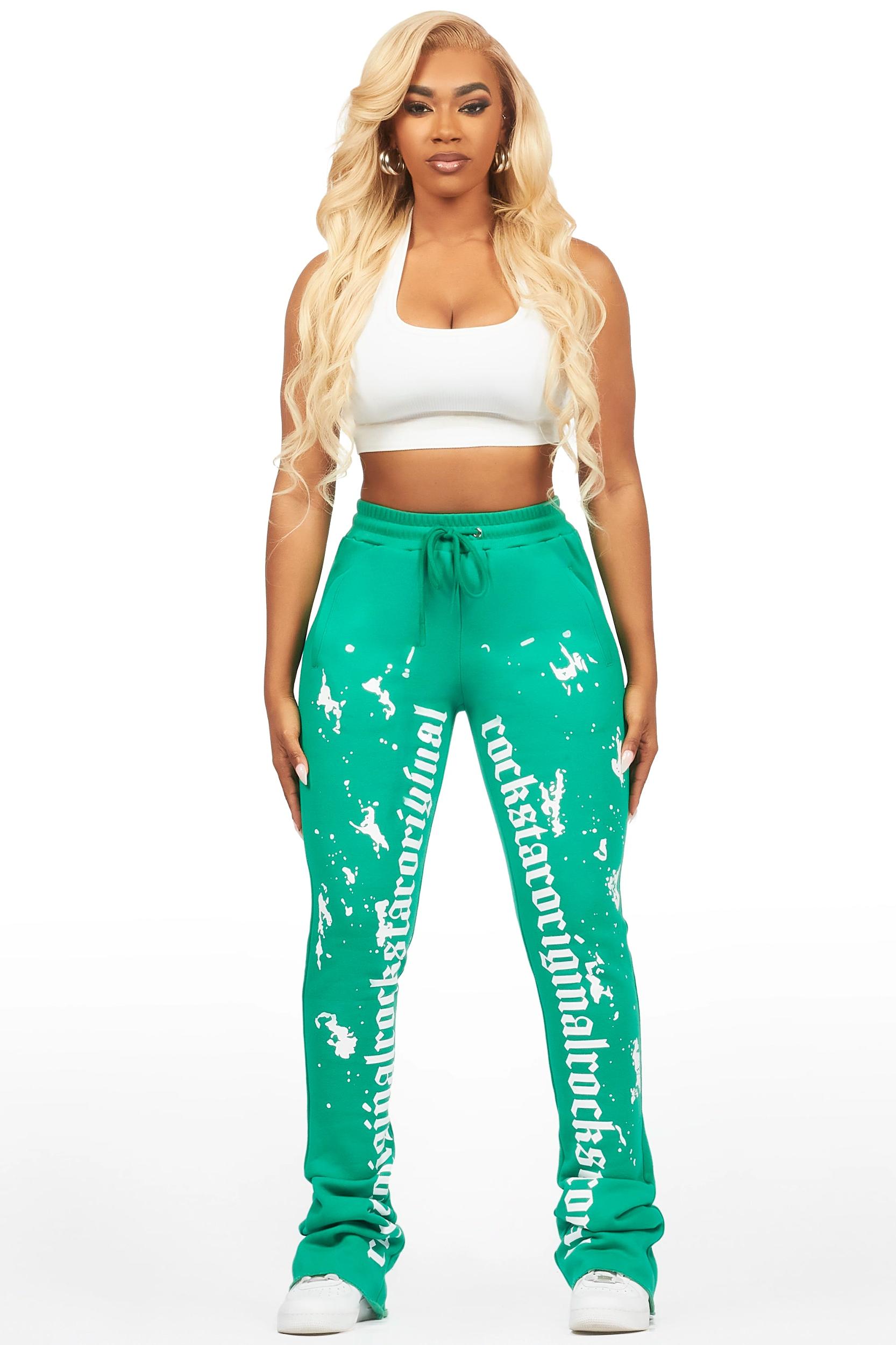 Adwinna Green Super Stacked Track Pant Female Product Image