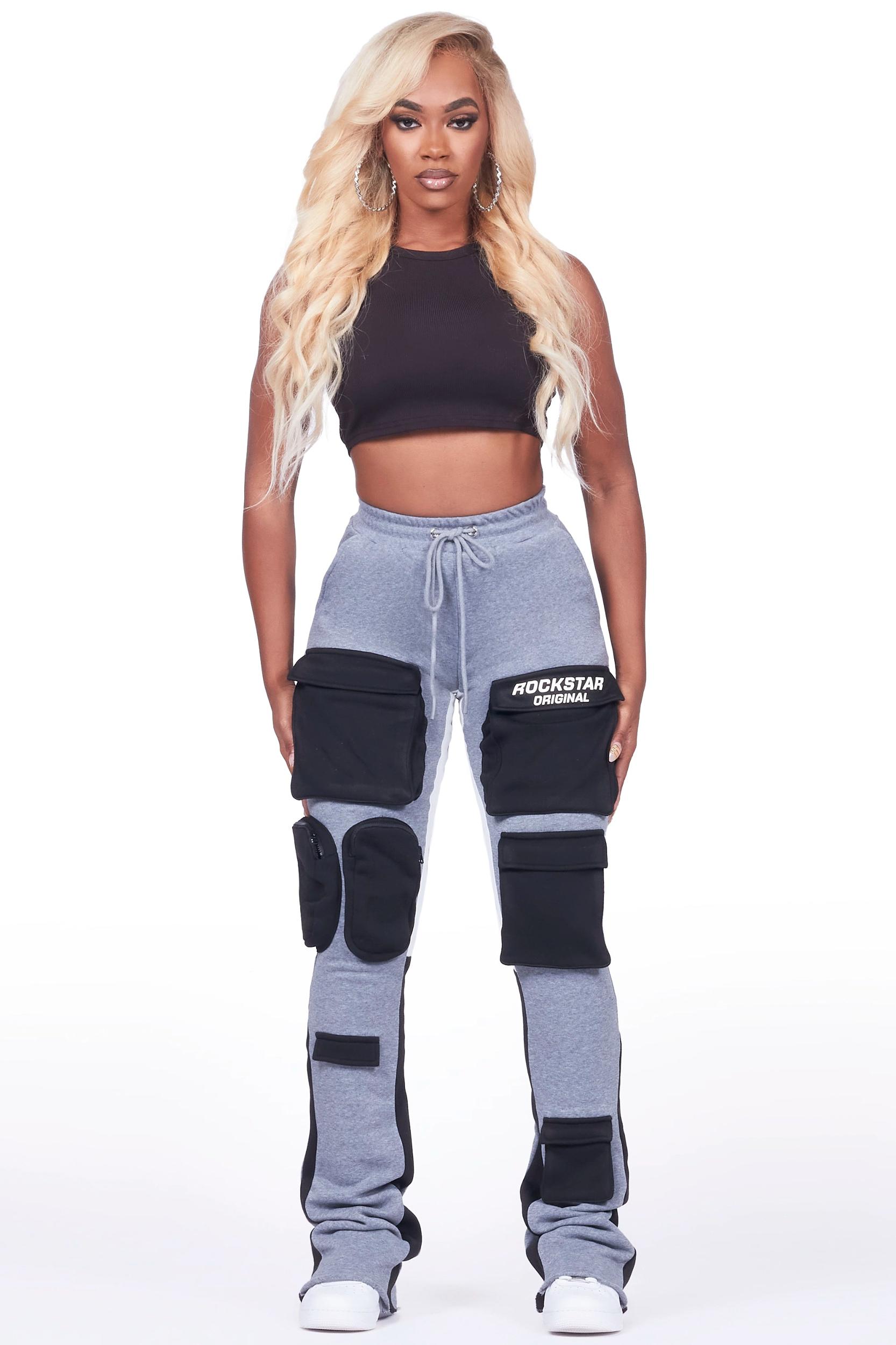 Norika Heather Grey Stacked Track Pant Female Product Image