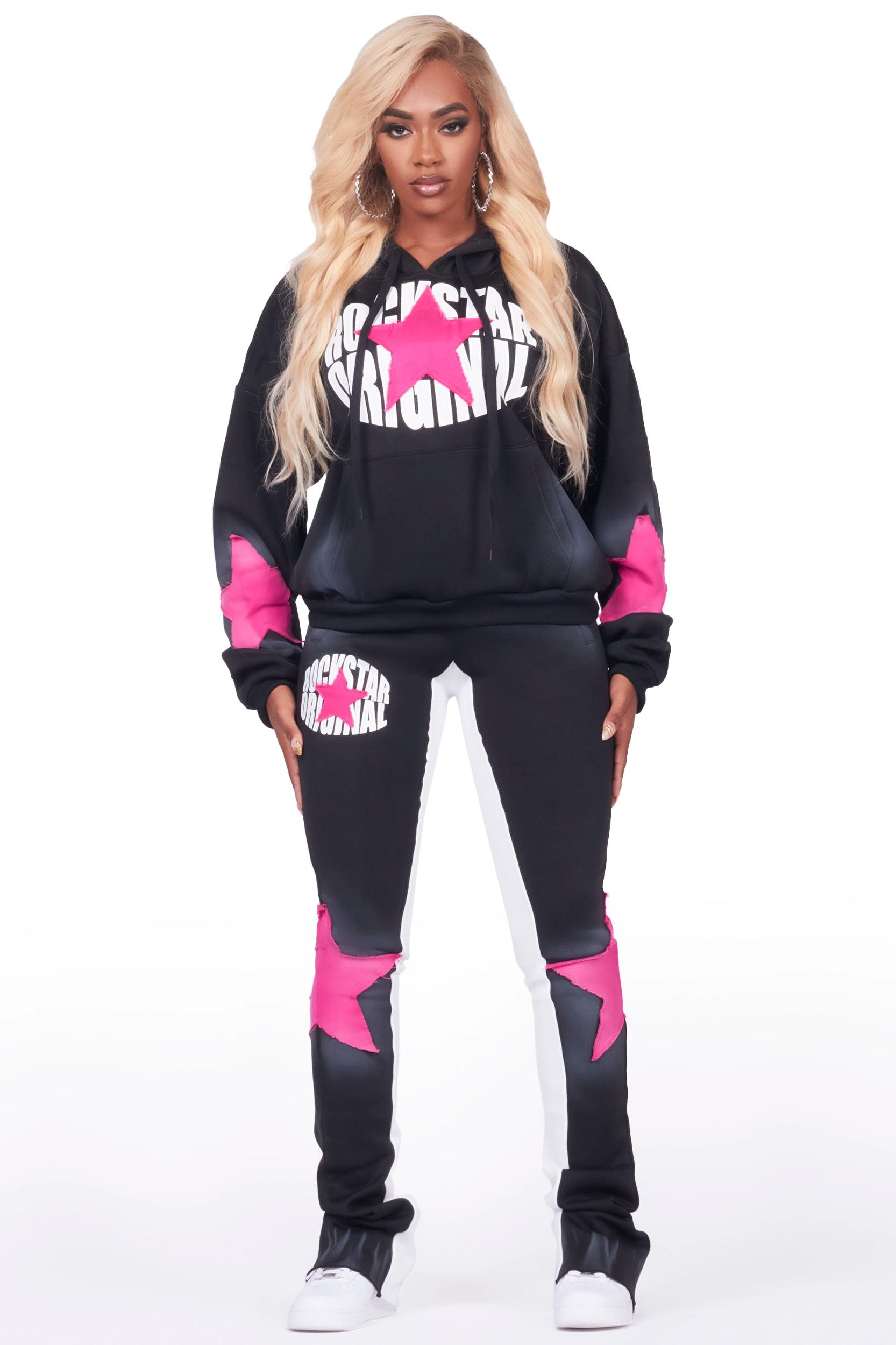 Kaliyah Black/Pink Super Stacked Trackset Female Product Image