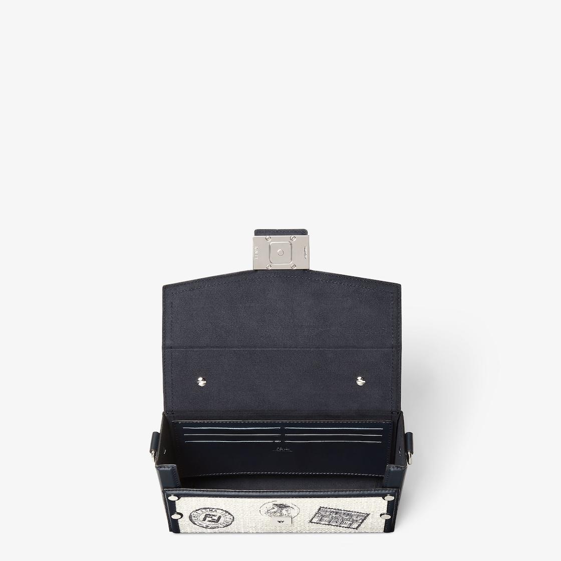 Soft Trunk BaguetteWhite canvas printed bag Product Image