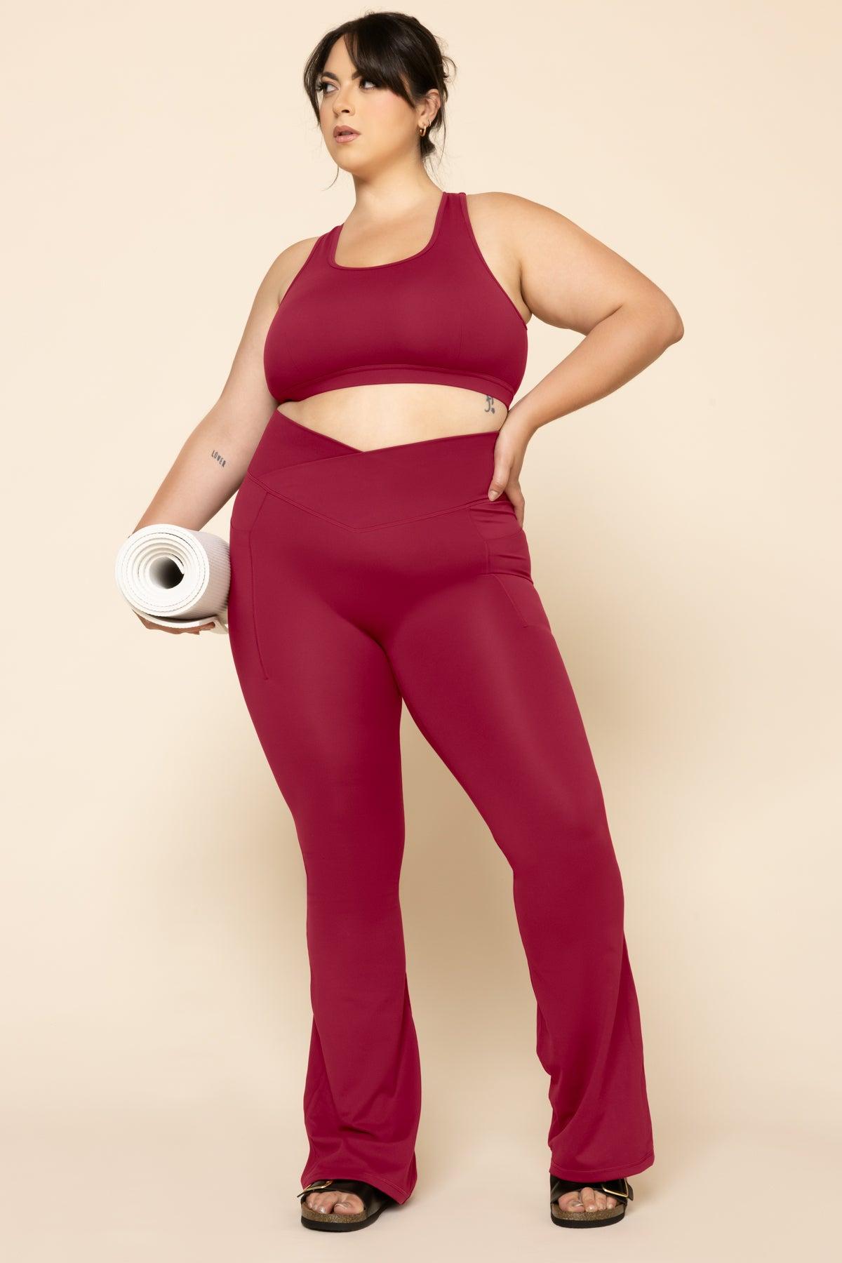 Crisscross Hourglass® Flared Leggings with Pockets - Ruby Product Image