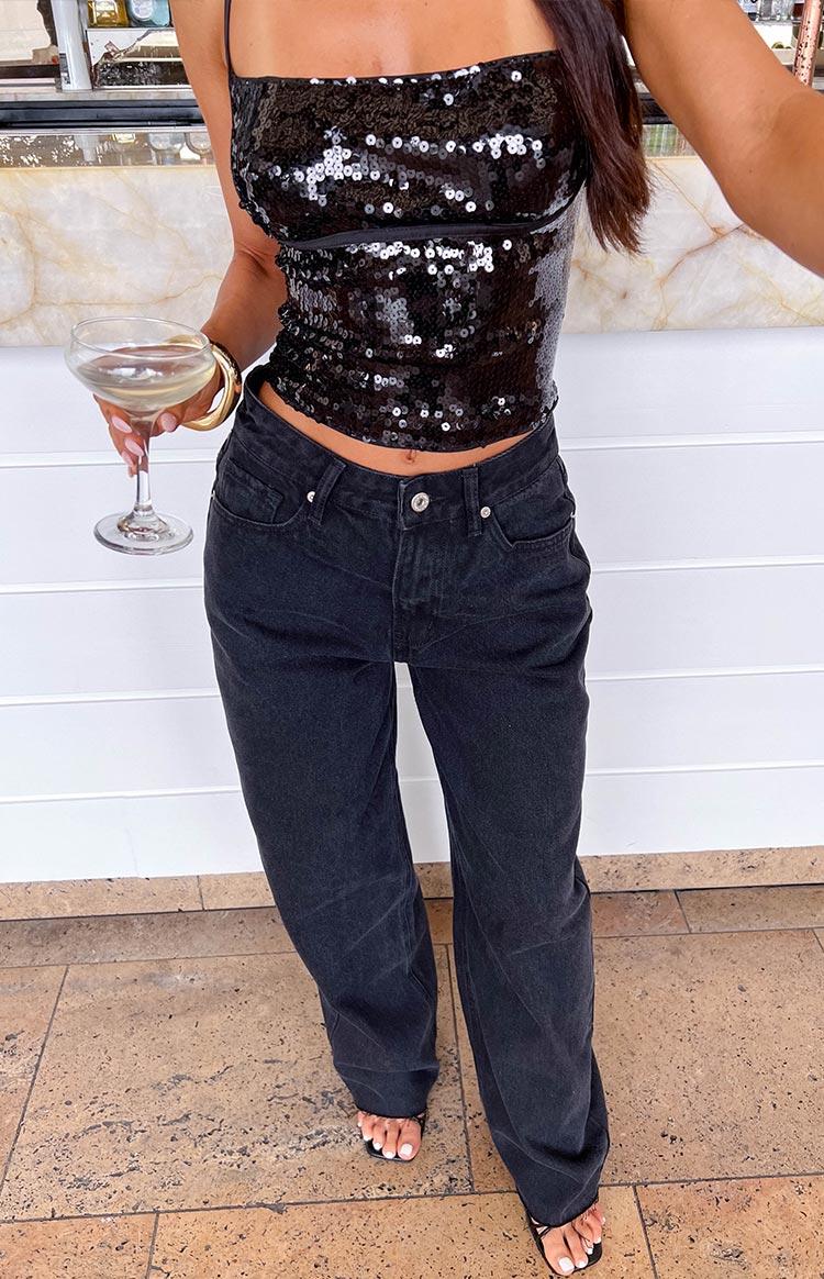 She's Yours Black Wide Leg Boyfriend Jeans Girls Product Image