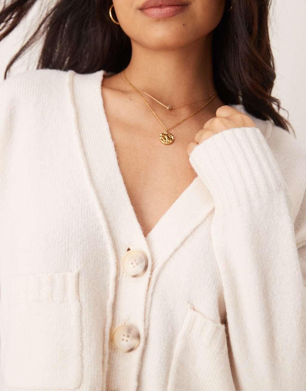 Miss Selfridge seam detail boxy cardigan in cream Product Image