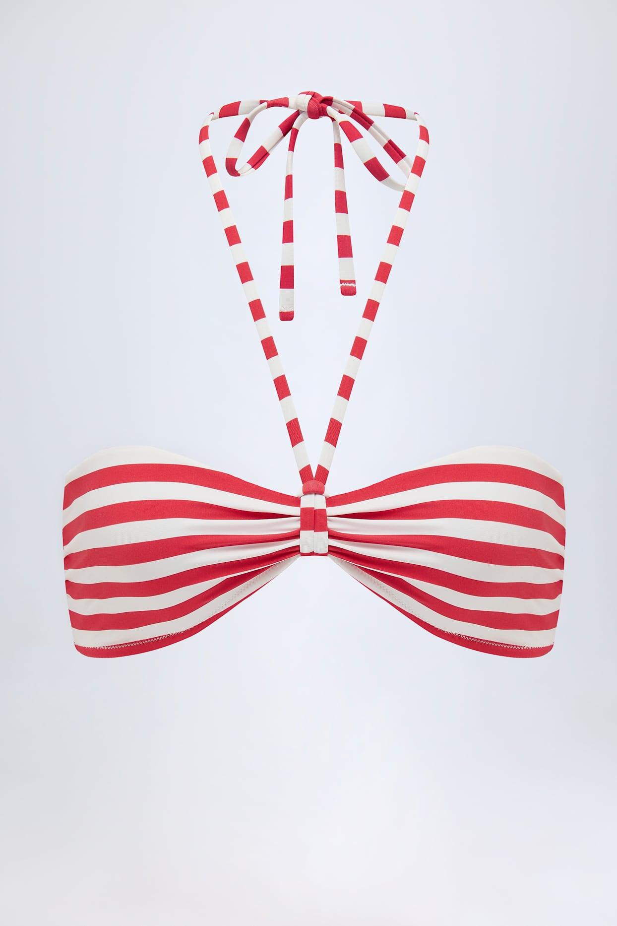 Multiway Bikini Top in Cherry Red Stripe Product Image