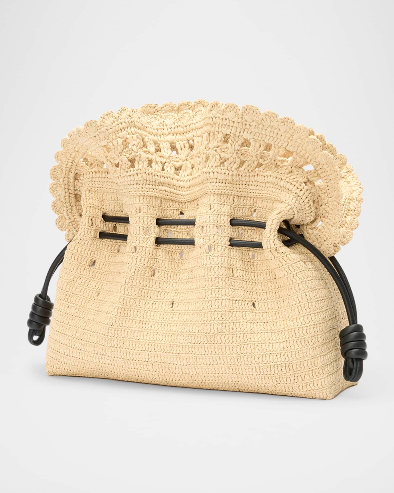 x Paula’s Ibiza Flamenco Medium Ruffled Clutch Bag in Raffia Product Image