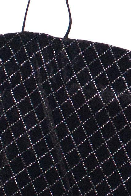 Black Glitter Diamonds Velvet Crop Cami Product Image