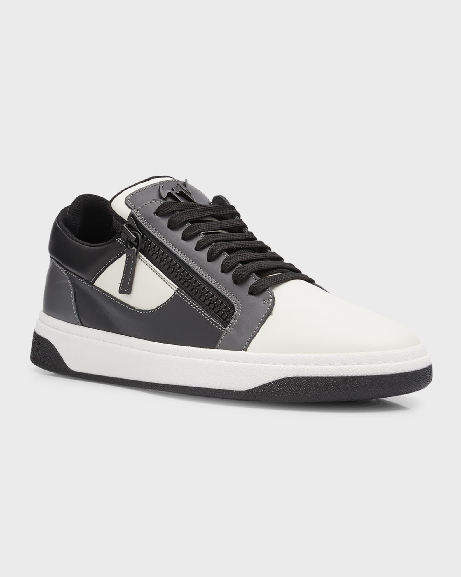 Men's Leather Low-Top Zip Sneakers Product Image