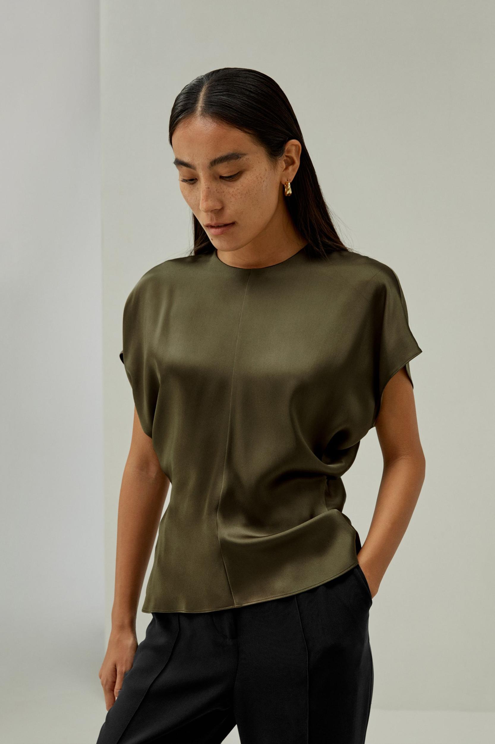Short Batwing Sleeve Silk Contour Top Product Image