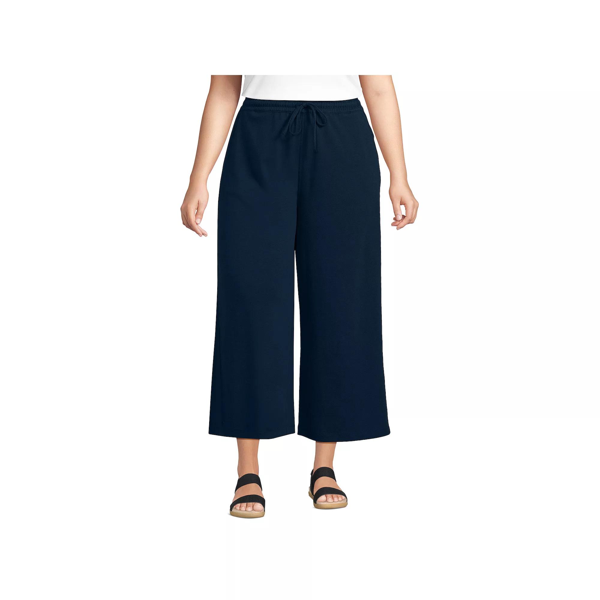 Plus Size Lands' End Sport Knit Wide-Leg Crop Pants, Women's, Size: 1XL, Radiant Blue Product Image