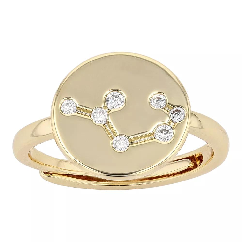 City Luxe Horoscope Cubic Zirconia Disk Horoscope Adjustable Ring, Women's, Gold Tone Scorpio Product Image