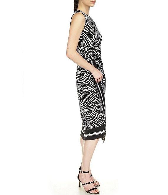 Michael Kors Printed Crew Neckline Sleeveless Midi Dress Product Image