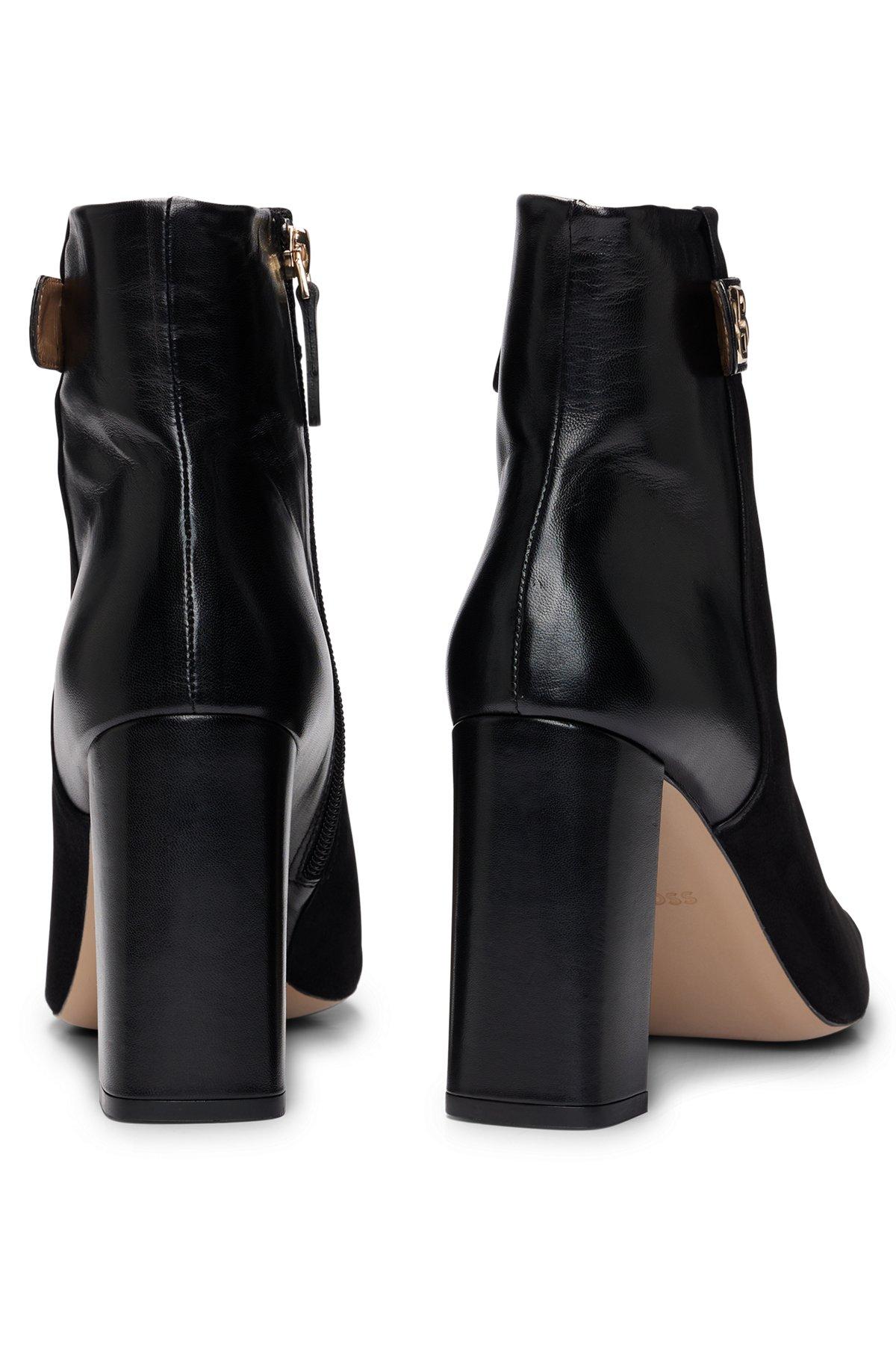 Block-heel ankle boots in suede and leather Product Image