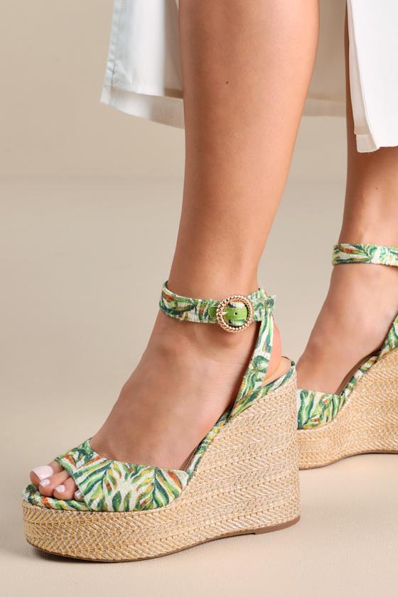 Kamindi Green Multi Platform Espadrille Wedges Product Image