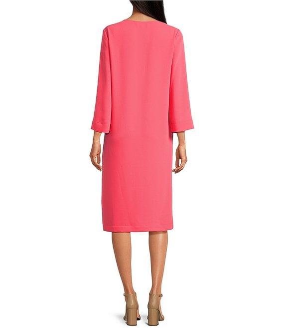 Trina Turk Catamaran Georgette Lace Up V-Neck Long Sleeve Dress Product Image