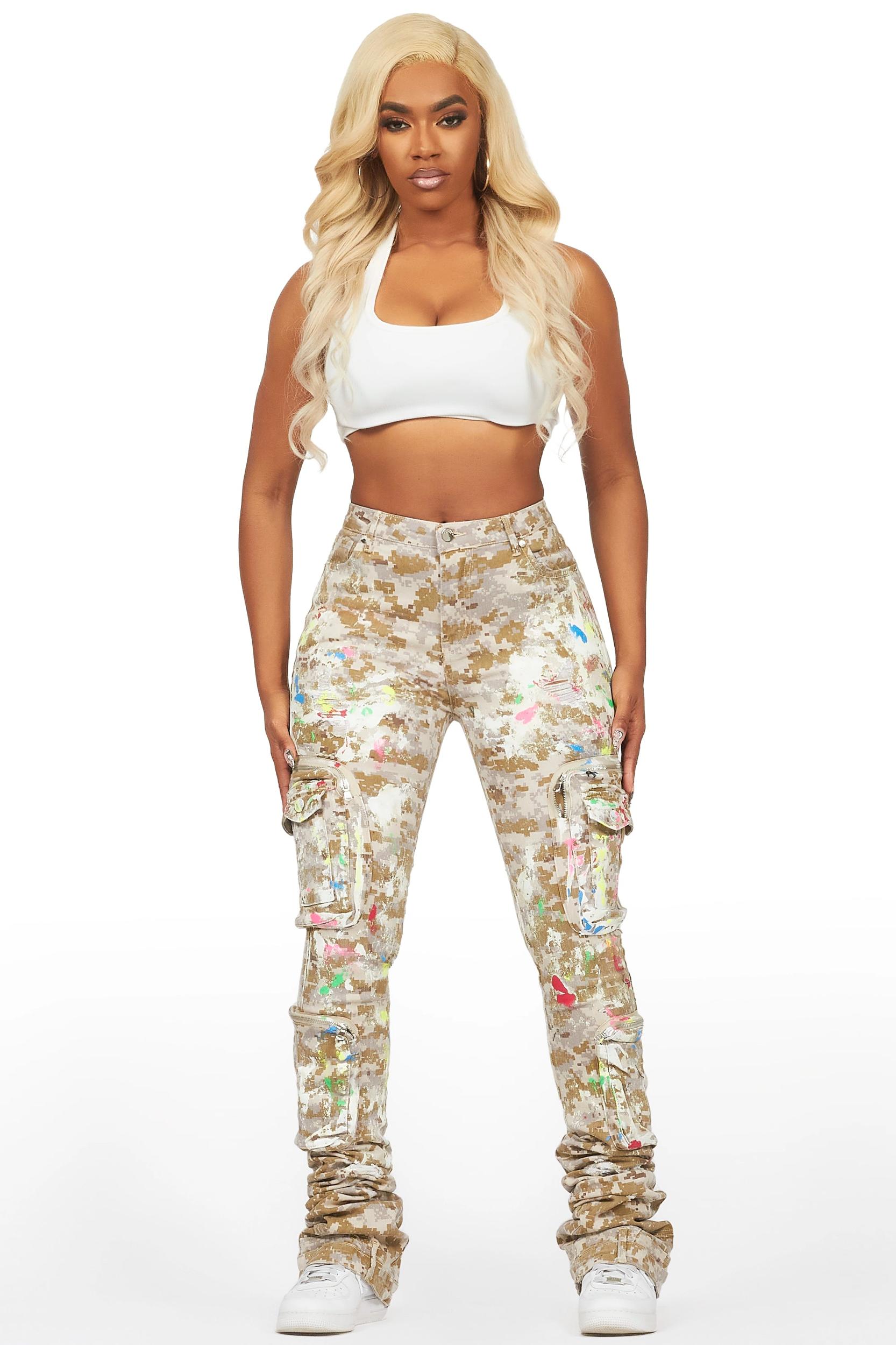 Amayia Digital Camo Painted Super Stacked Jean Female Product Image