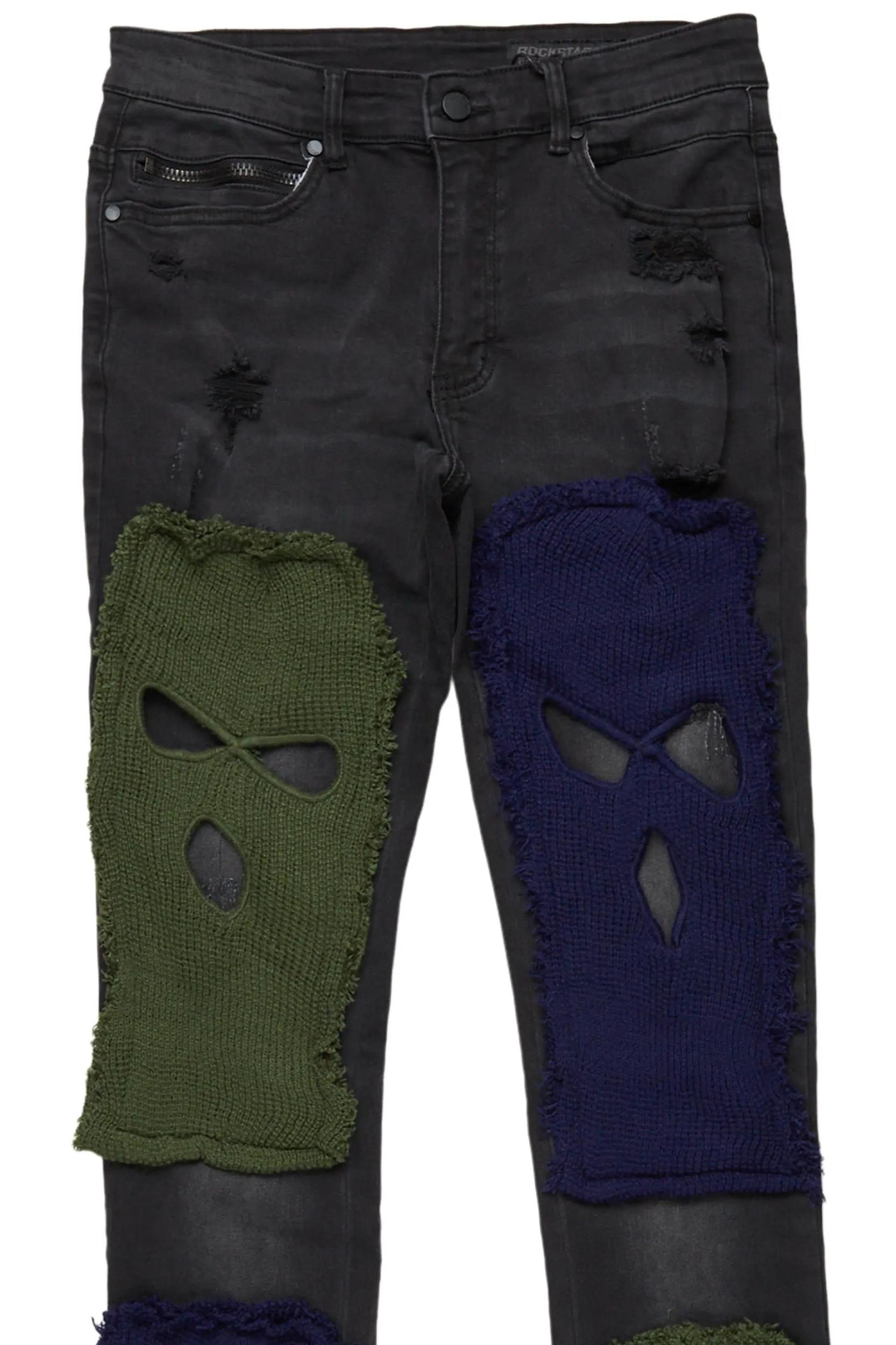 Destry Black Patchwork Stacked Flare Jean Male Product Image