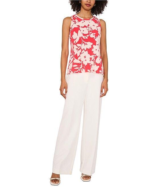 Vince Camuto Floral Print Round Neck Sleeveless Tank Product Image