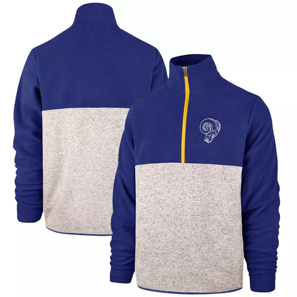 Men's '47 Royal/Cream Los Angeles Rams Colorblock Kodiak Half-Zip Jacket, Size: 3XL, Blue Product Image