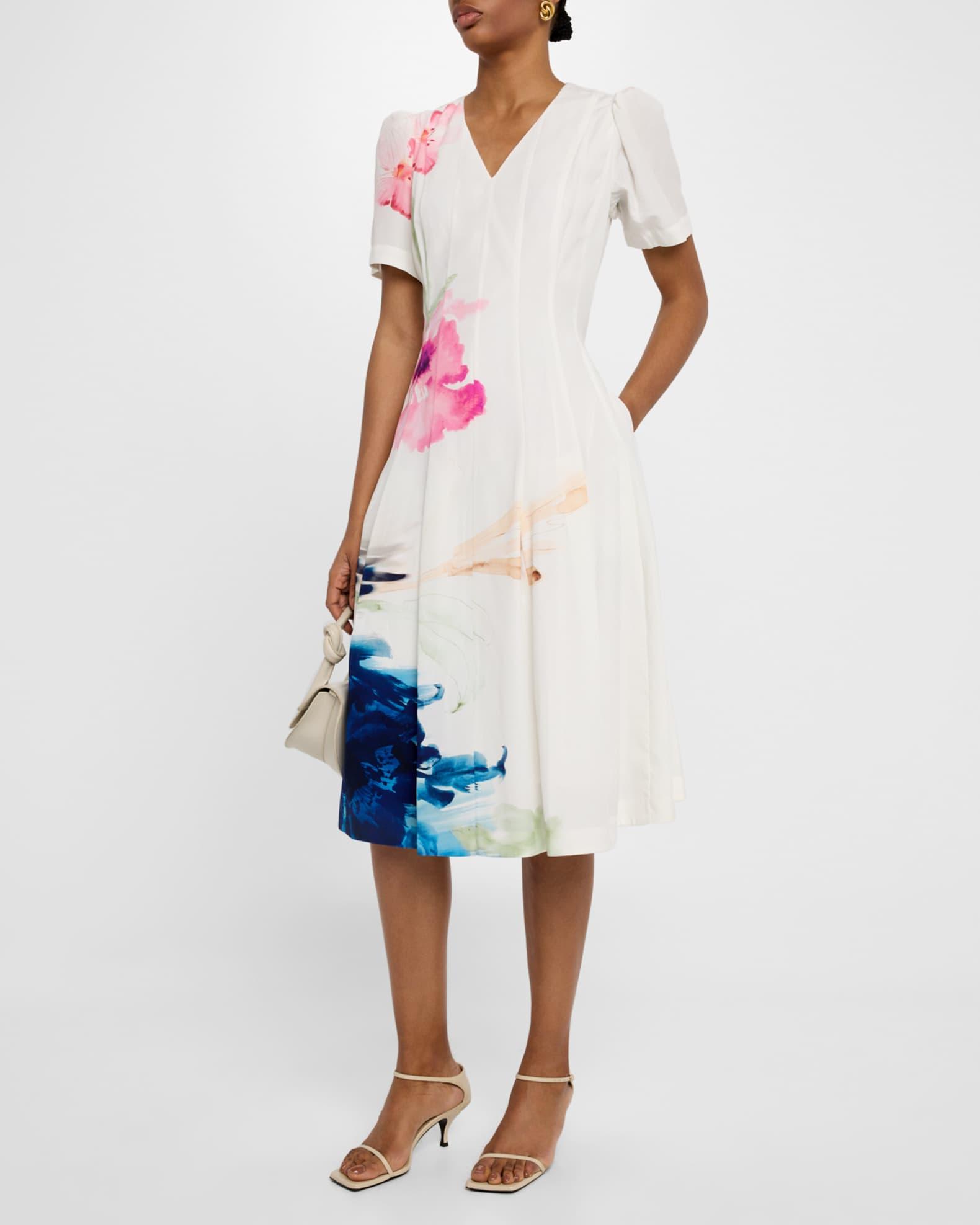 The Layla Seamed Floral-Print Midi Dress Product Image