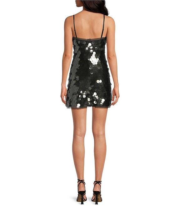 Gianni Bini Emory Sleeveless Square Neck Pailette Mini Shift Dress Product Image