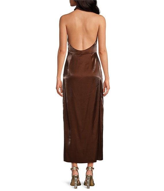 Gianni Bini Dorinda Bonded Lame Mock Neck Sleeveless Sheath Maxi Dress Product Image