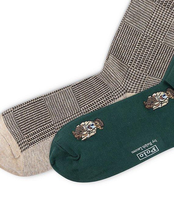 Polo Ralph Lauren Patterned/Mini Bear Crew Dress Socks 2-Pack Product Image