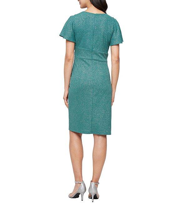 Ignite Evenings Scoop Neck Short Glitter Knit Sheath Dress Product Image