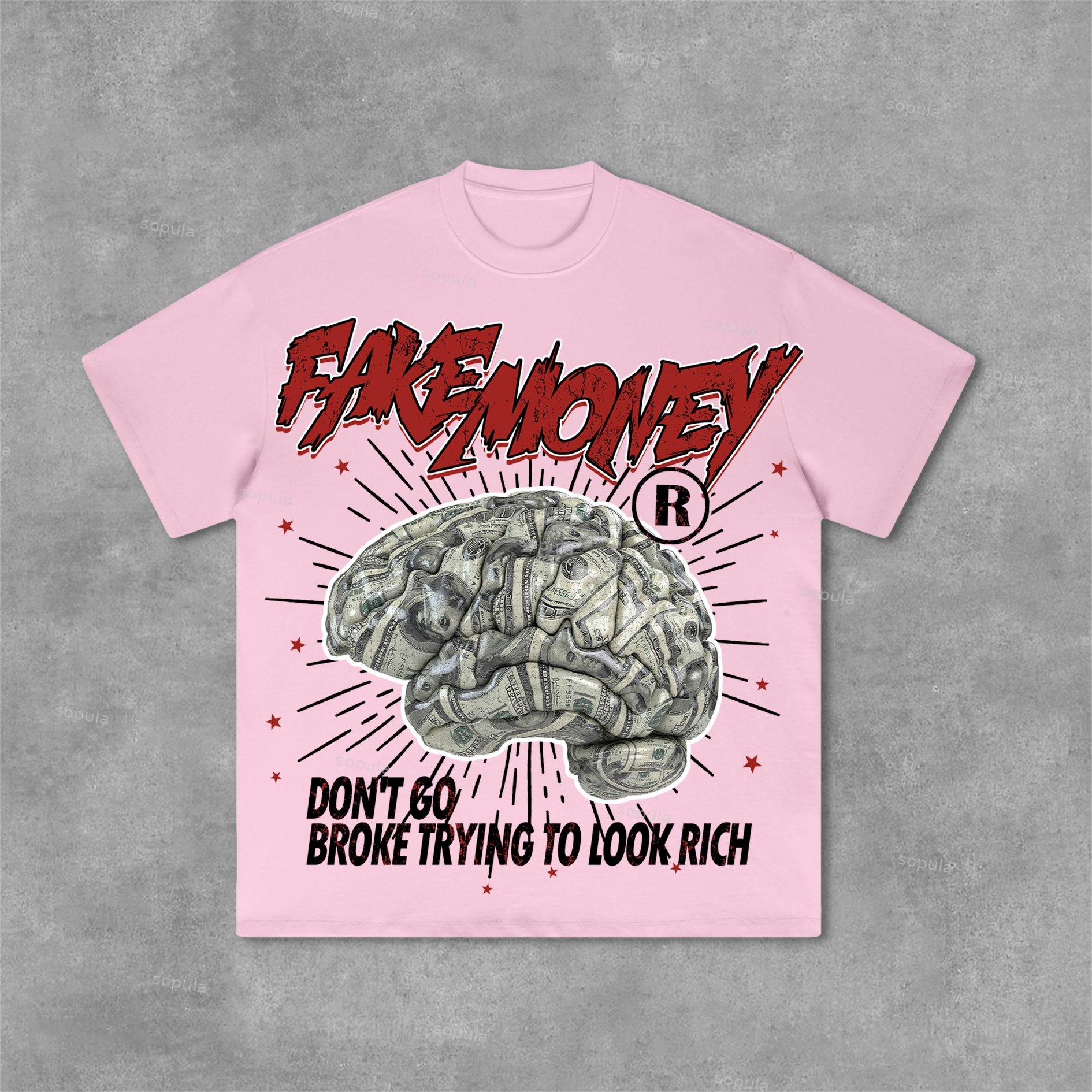 Sopula Don't Go Broke Trying To Look Rich Graphic Print Cotton T-Shirt Product Image