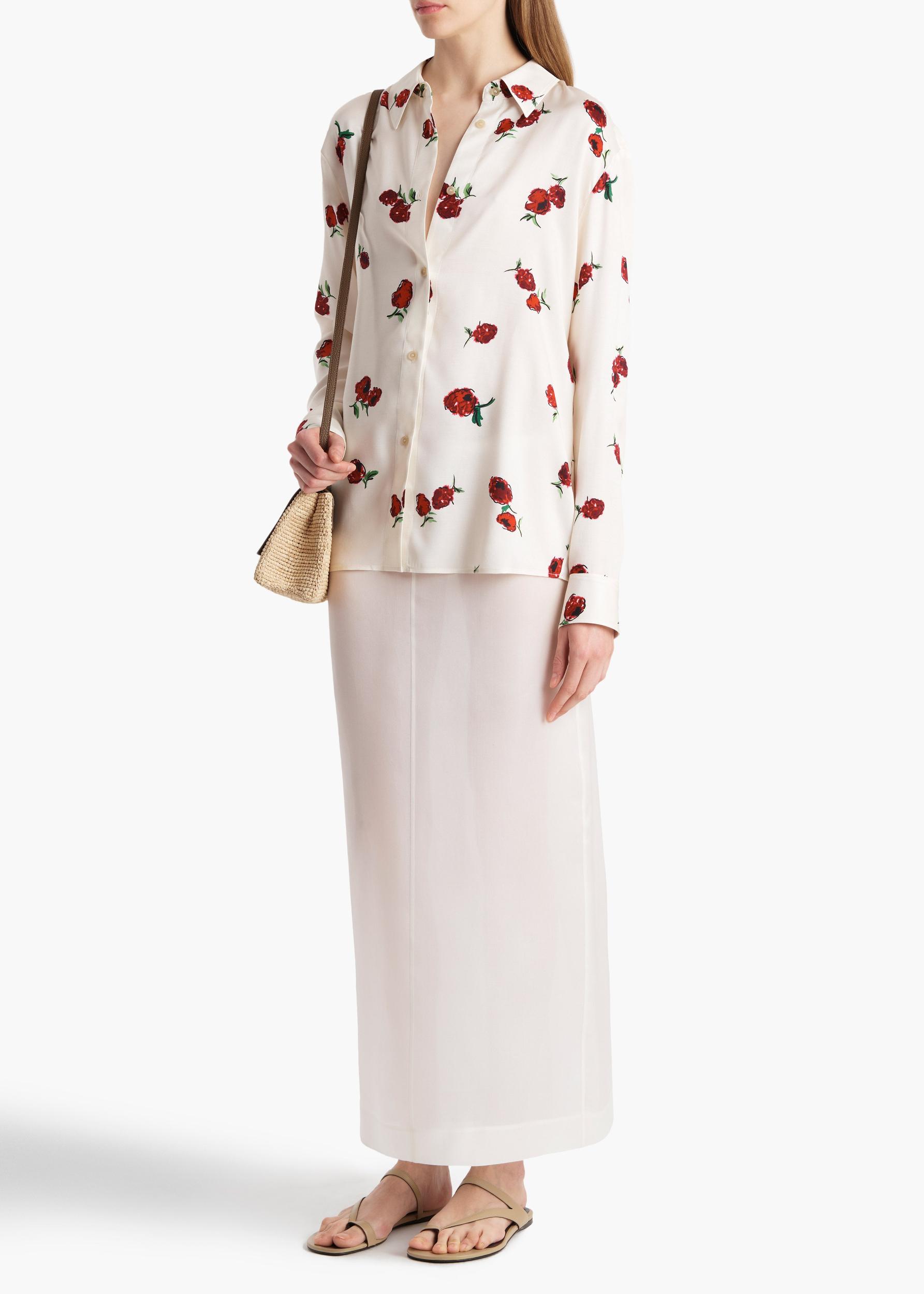 Argo Top in Cream with Raspberry Print Product Image