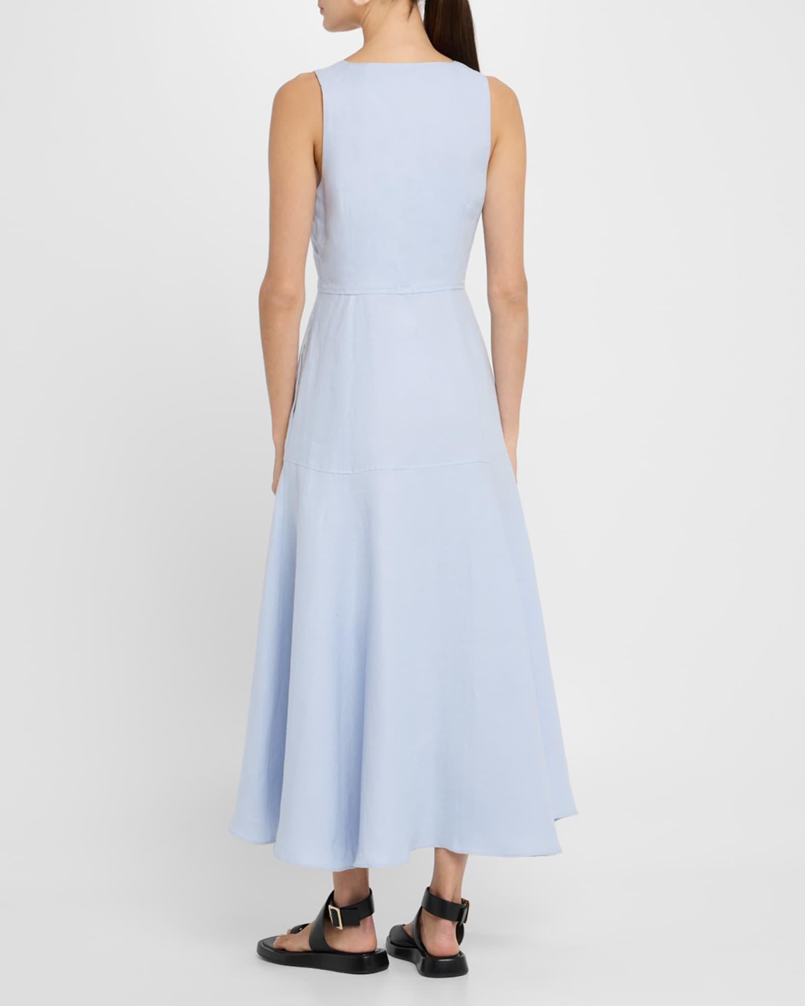 Marcy Sleeveless Linen Twill Midi Dress Product Image