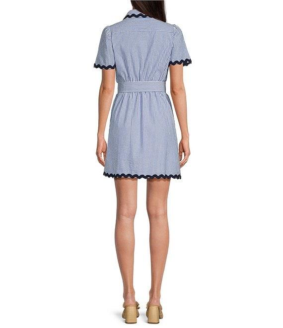 SAIL to SABLE x Style Charade Ella Stripe Print Point Collar Short Sleeve Dress Product Image