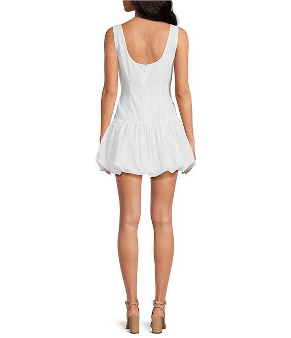 Gianni Bini Vitasta Square Neck Embroidered Cotton Bubble Hem Mini Dress Product Image