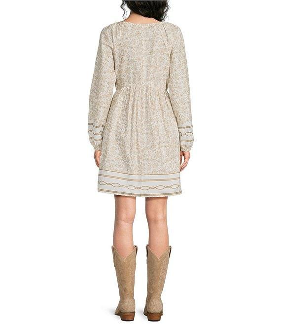 Ariat Rosie Border Print Cotton V-Neck Long Sleeve A-Line Dress Product Image