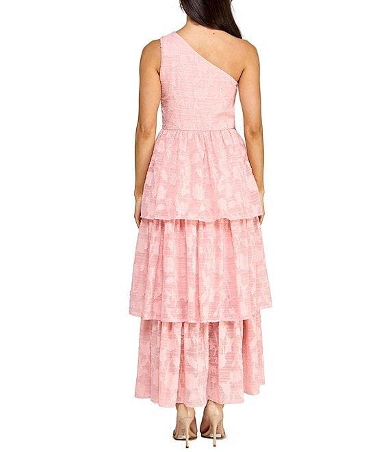 Layered With Love Lace Asymmetrical One Shoulder Neck Sleeveless Ruffle Tiered A-Line Maxi Dress Product Image