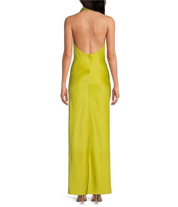 Gianni Bini Tasha Halter Cowl Neck Satin Slip Maxi Dress Product Image