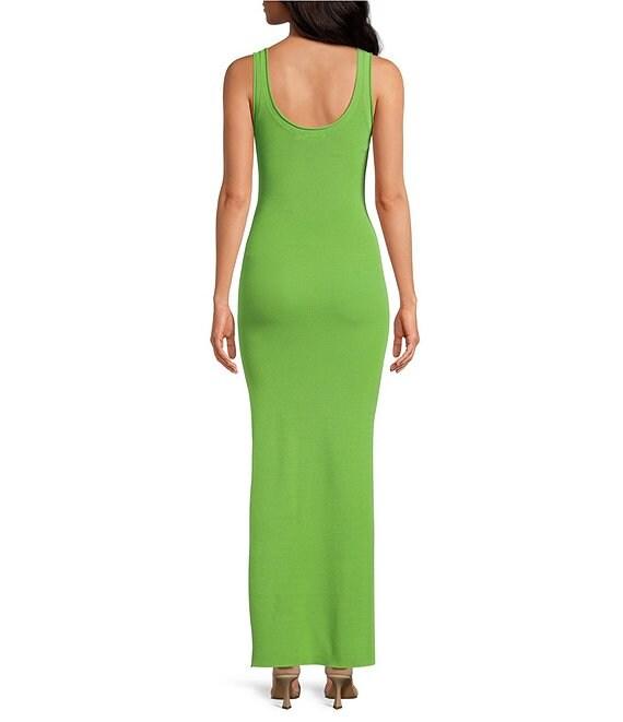 Good American Stretch Rib Knit V-Neck Sleeveless Maxi Dress Product Image