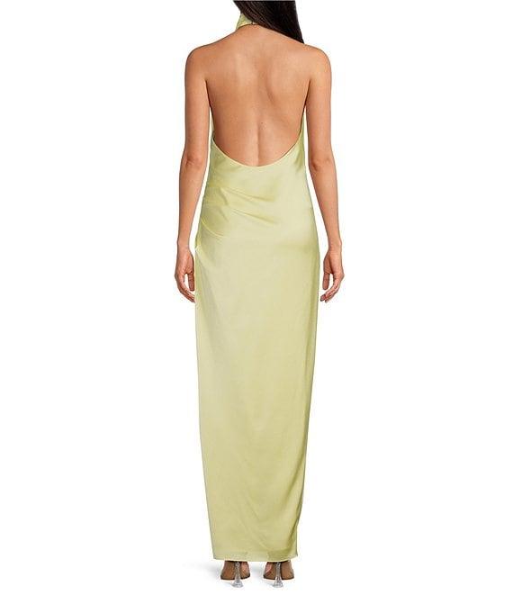 Gianni Bini Yelena Satin High Mock Neck Sleeveless Long Sheath Dress Product Image