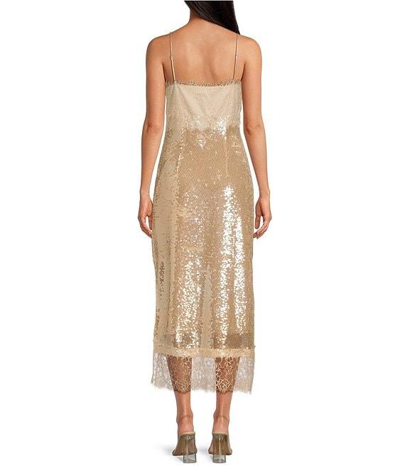 Gianni Bini Madelyn Square Neck Sleeveless Sequin Lace Midi Dress Product Image