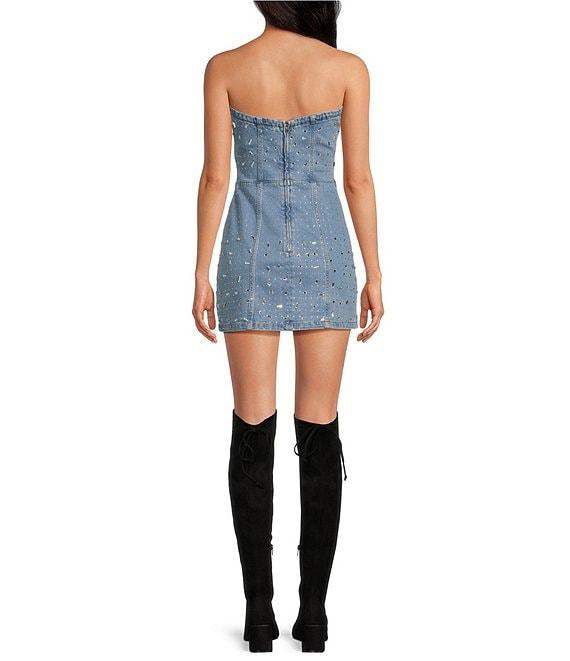 Gianni Bini Abigail Strapless Rhinestone Denim Mini Dress Product Image