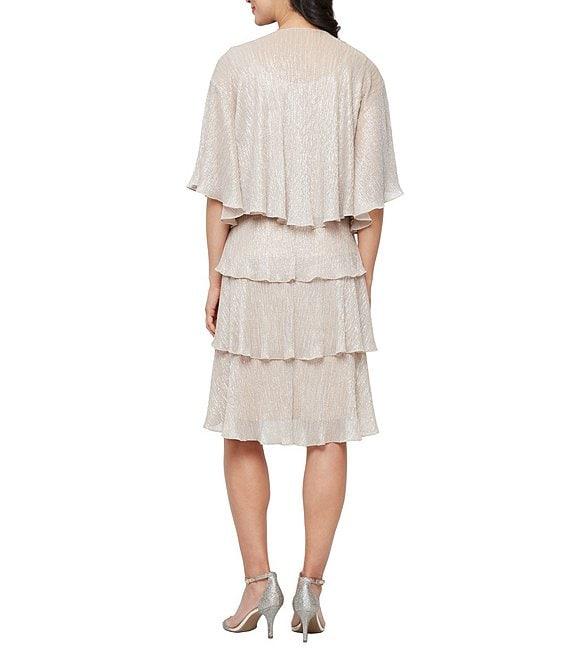 Ignite Evenings Petite Size Short Sleeve Embellished Crew Neck 2-Piece Jacket Dress Product Image