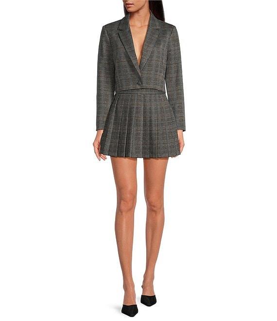 Gianni Bini Erika Glen Plaid High Waist Pleated Coordinating A-Line Mini Skirt Product Image