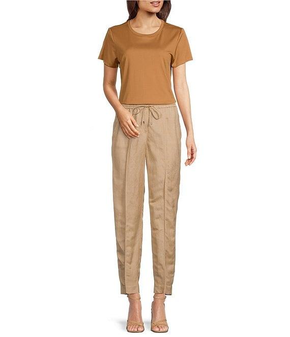 Calvin Klein Drawstring Tie Waist Side Pocket Straight Leg Ankle Pants Product Image