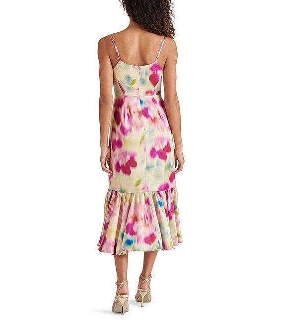 Steve Madden Danni Woven Floral Print Square Neck Sleeveless Fit and Flare Midi Dress Product Image