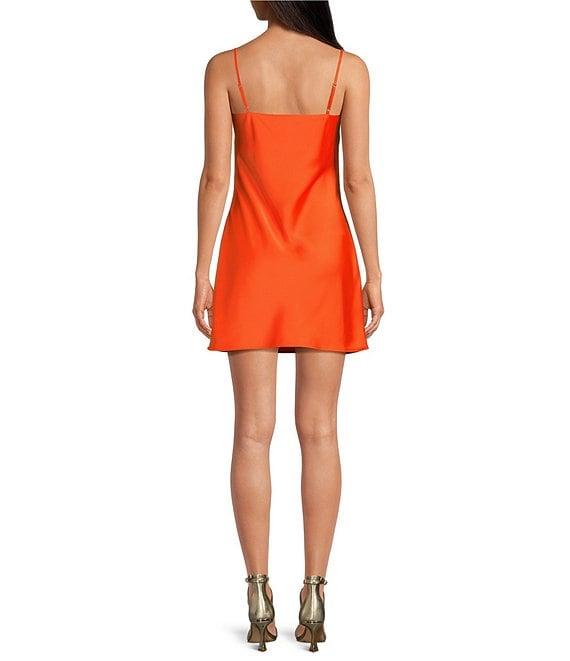 Gianni Bini Harper Satin V-Neck Sleeveless Slip Dress Product Image