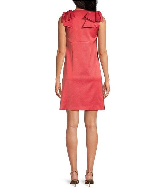Tara Jarmon Remarquable Satin V-Neck Sleeveless Bow Shoulder Dress Product Image