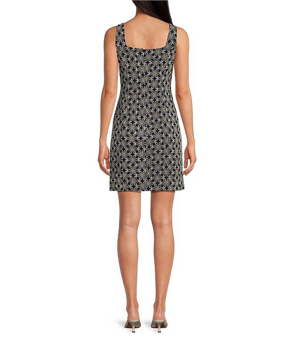 tyler boe Pamela Cotton Daisy Embroidered Square Neck Sleeveless A-Line Dress Product Image